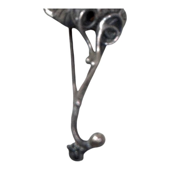 Vintage Baltic Amber Stone Brooch Sterling Silver Art Nouveau Design Pin Leaves - Picture 4 of 7